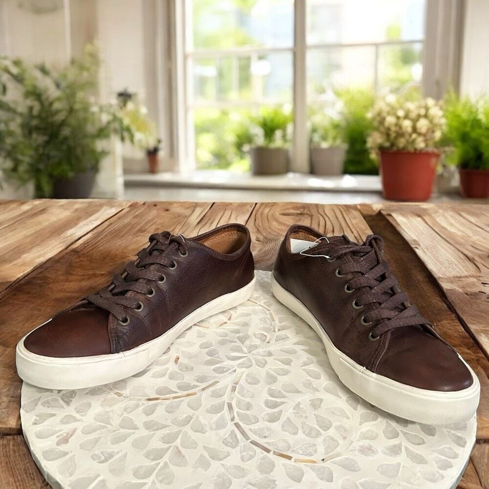 FRYE Vintage Italian Full Grain Leather Low Lace Sneaker Shoes Size 9 - Picture 9 of 13
